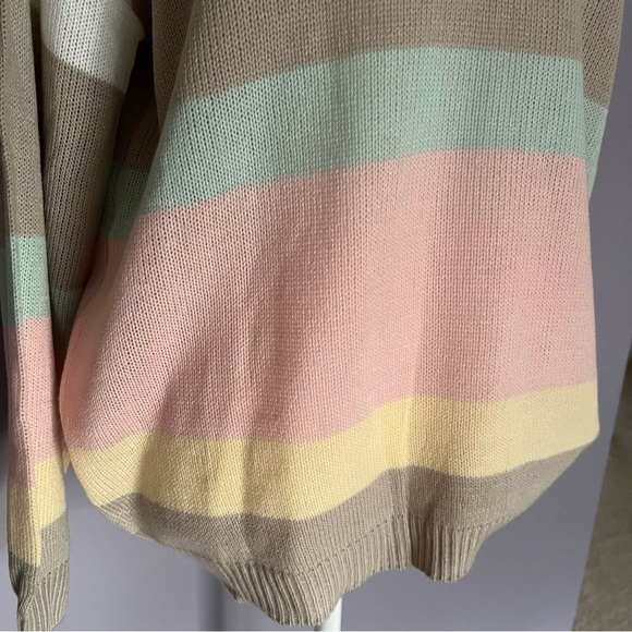 Like Love Pastel Striped Colorblock Lightweight Oversized Sweater Size Small - Picture 4 of 11